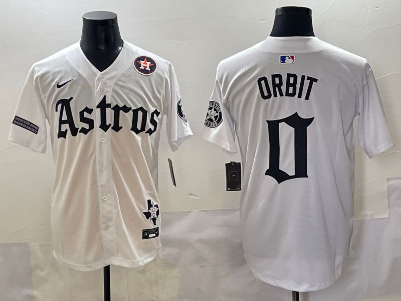 Men 2025 Houston Astros #0 Orbit White Five generations Joint Name Nike MLB Jersey style 11